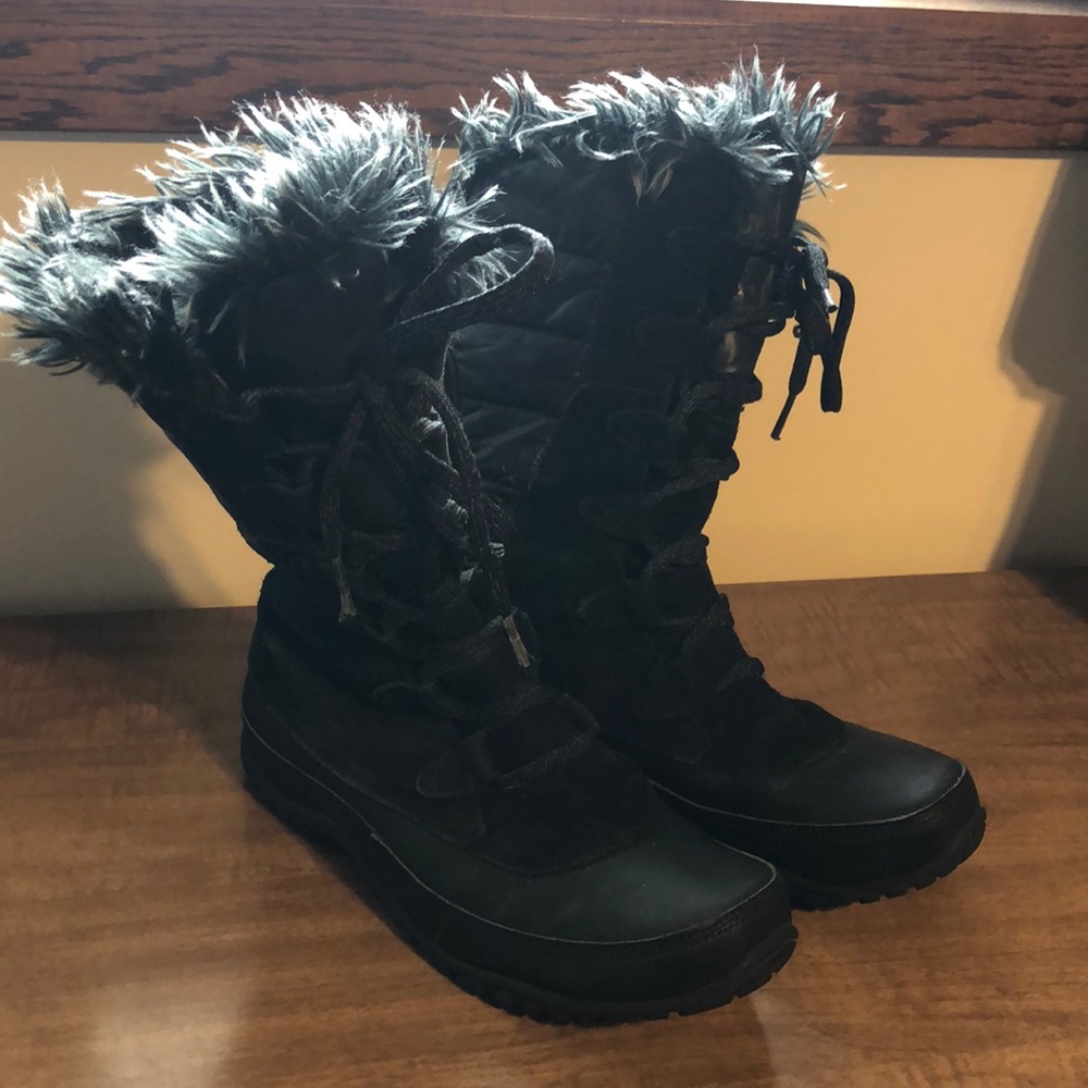 The North Face Nuptse Purna Womens Size 8.5 Black Mid Winter Boot Fur